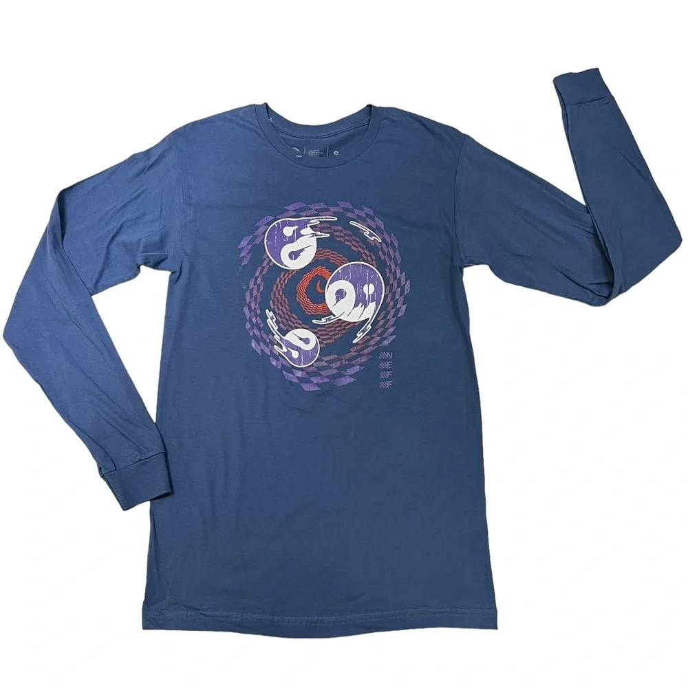 NEFF T-Shirt Graphic Print Tongue Out Crew Long Sleeve Blue Tee - Picture 4 of 13